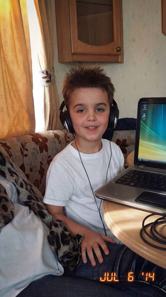 Zak Morris aged 5 with a laptop in July 2014 — started coding at age 5